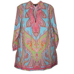 Brooks Brothers Multicolored Long Tunic Top Sz 16